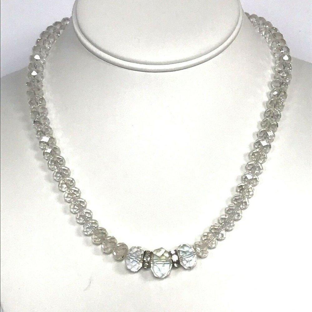 Irridescent Beaded Necklace Rhinestone Sparkly